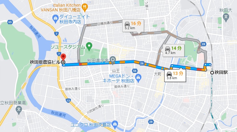 秋田会場の地図